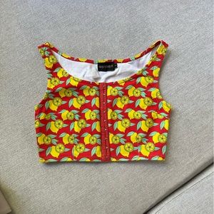 Haley Elsaesser Lemon Print Crop Top
